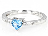 Swiss Blue Topaz Rhodium Over Sterling Silver Ring 0.49ctw