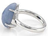 Blue Angelite Rhodium Over Sterling Silver Solitaire Ring