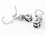 Blue Sapphire with White Zircon Rhodium Over Sterling Silver Dangle Earrings 2.87ctw