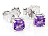 Purple African Amethyst Rhodium Over Sterling Silver Stud Earrings 1.17ctw