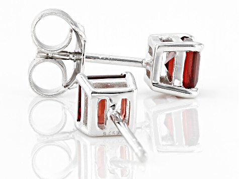 Red Garnet Rhodium Over Sterling Silver Stud Earrings 1.26ctw