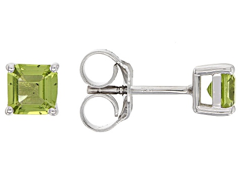 Green Peridot Rhodium Over Sterling Silver Stud Earrings 1.62ctw