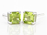 Green Peridot Rhodium Over Sterling Silver Stud Earrings 1.62ctw