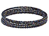 Peacock Blue Color Spinel Stainless Steel Adjustable Wrap Bracelet