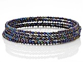 Peacock Blue Color Spinel Stainless Steel Adjustable Wrap Bracelet