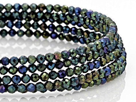 Aurora Borealis Green Color Spinel Stainless Steel Adjustable Wrap Bracelet