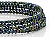 Aurora Borealis Green Color Spinel Stainless Steel Adjustable Wrap Bracelet