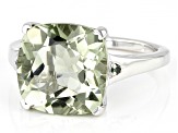 Green Prasiolite Rhodium Over Sterling Silver Ring. 5.54ctw