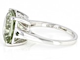 Green Prasiolite Rhodium Over Sterling Silver Ring. 5.54ctw