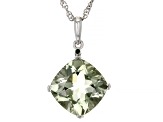 Green Prasiolite Rhodium Over Sterling Silver Pendant/Chain 5.53ctw