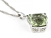 Green Prasiolite Rhodium Over Sterling Silver Pendant/Chain 5.53ctw