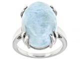 Blue Larimar Rhodium Over Sterling Silver Solitaire Ring