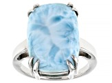 Blue Larimar Rhodium Over Sterling Silver Solitaire Ring