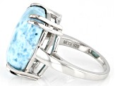 Blue Larimar Rhodium Over Sterling Silver Solitaire Ring