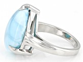 Blue Larimar Rhodium Over Sterling Silver Solitaire Ring