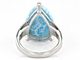 Blue Larimar Rhodium Over Sterling Silver Solitaire Ring