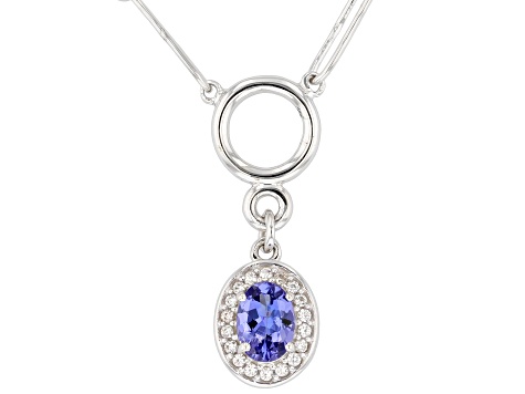Tanzanite Rhodium Over Sterling Silver Paperclip Necklace 0.88ctw