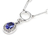 Tanzanite Rhodium Over Sterling Silver Paperclip Necklace 0.88ctw