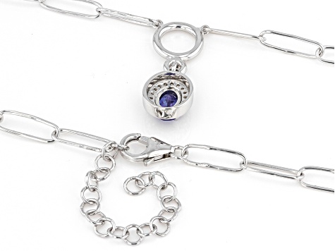 Tanzanite Rhodium Over Sterling Silver Paperclip Necklace 0.88ctw