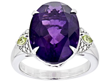 Picture of Purple African Amethyst Rhodium Over Sterling Silver Ring 7.88ctw