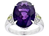 Purple African Amethyst Rhodium Over Sterling Silver Ring 7.88ctw