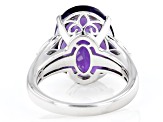 Purple African Amethyst Rhodium Over Sterling Silver Ring 7.88ctw