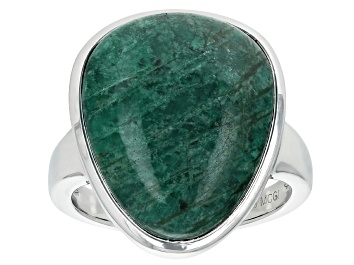 Picture of Teal Amazonite Rhodium Over Sterling Silver Ring