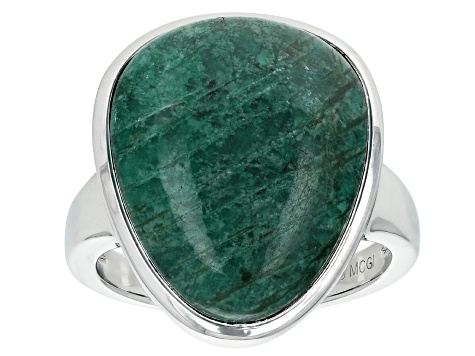 Teal Amazonite Rhodium Over Sterling Silver Ring