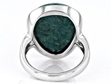 Teal Amazonite Rhodium Over Sterling Silver Ring