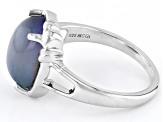 Blue Aurora Moonstone Rhodium Over Sterling Silver Ring