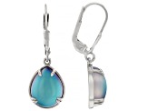 Blue Aurora Moonstone Rhodium Over Sterling Silver Dangle Earrings