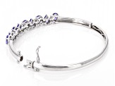 Blue Tanzanite Rhodium Over Sterling Silver Bangle Bracelet 3.42ctw