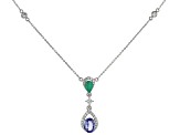 Blue Tanzanite Rhodium Over Silver Necklace 1.57ctw