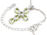 Green Peridot Rhodium Over Sterling Silver Cross Pendant With Chain 2.25ctw