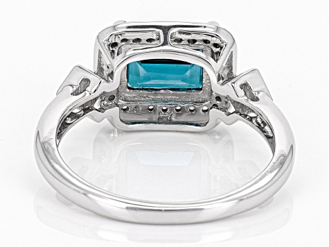 Teal Lab Created Spinel Rhodium Over Sterling Silver Ring 2.34ctw