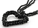 Black Spinel Rhodium Over Sterling Silver Heart Necklace