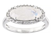 White Rainbow Moonstone Rhodium Over Sterling Silver Ring 0.42ctw