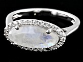 White Rainbow Moonstone Rhodium Over Sterling Silver Ring 0.42ctw