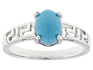 Blue Sleeping Beauty Turquoise Rhodium Over Sterling Silver Solitaire Ring