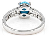 Blue Sleeping Beauty Turquoise Rhodium Over Sterling Silver Solitaire Ring