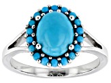 Blue Sleeping Beauty Turquoise Rhodium Over Sterling Silver Ring