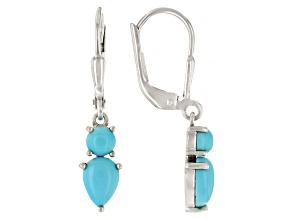Blue Sleeping Beauty Turquoise Rhodium Over Sterling Silver Earrings