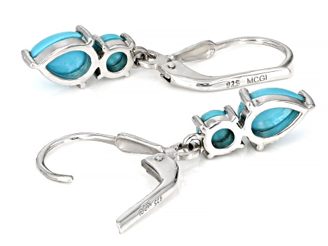 Gemistry Blue Sleeping Beauty Turquoise & Blue Topaz Cluster Lever Back Earrings in Sterling Silver