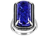 Blue Lapis Lazuli Rhodium Over Sterling Silver Solitaire Ring