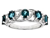 Indigo Teal Lab Created Spinel With White Zircon Rhodium Over Sterling Silver Ring