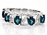 Indigo Teal Lab Created Spinel With White Zircon Rhodium Over Sterling Silver Ring