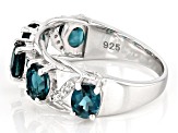 Indigo Teal Lab Created Spinel With White Zircon Rhodium Over Sterling Silver Ring