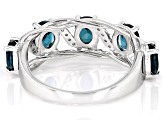 Indigo Teal Lab Created Spinel With White Zircon Rhodium Over Sterling Silver Ring