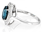 Indigo Teal Lab Created Spinel Rhodium Over Sterling Silver Solitaire Ring