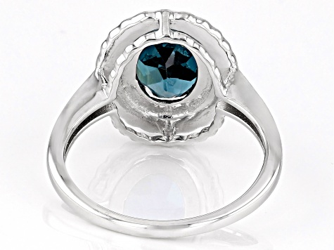 Indigo Teal Lab Created Spinel Rhodium Over Sterling Silver Solitaire Ring